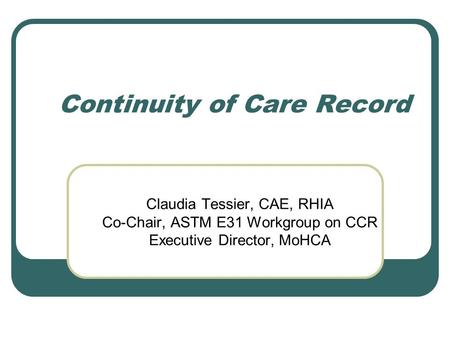 Continuity of Care Record