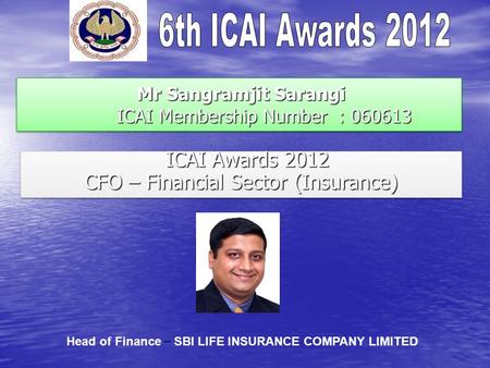 Mr Sangramjit Sarangi ICAI Membership Number :