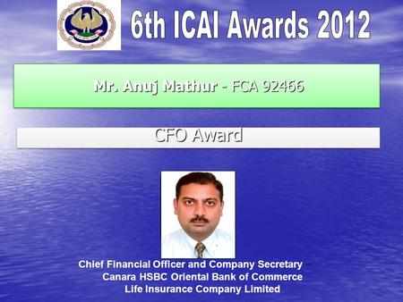 photo CFO Award Mr. Anuj Mathur - FCA 92466