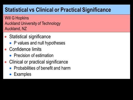 Statistical vs Clinical or Practical Significance
