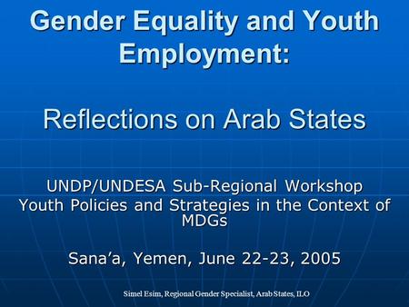 Gender Equality and Youth Employment: Reflections on Arab States