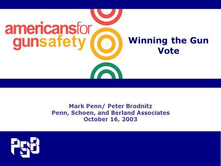 Winning the Gun Vote Mark Penn/ Peter Brodnitz Penn, Schoen, and Berland Associates October 16, 2003.