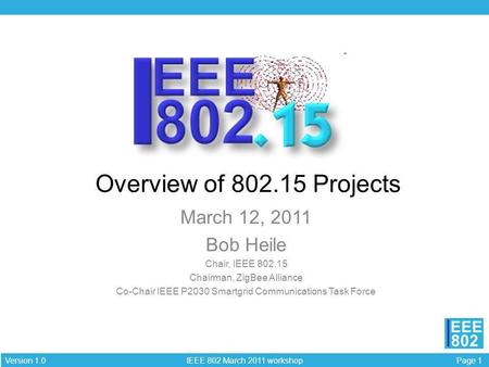 Presentation title Overview of Projects March 12, 2011