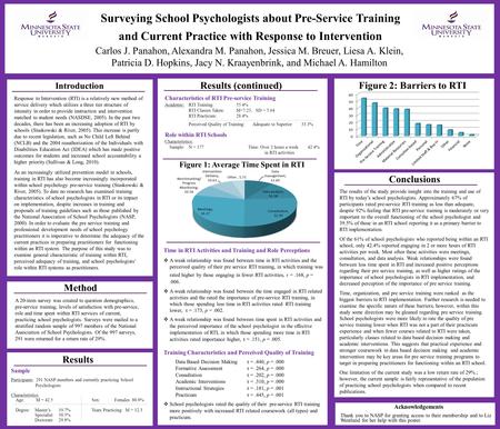 Surveying School Psychologists about Pre-Service Training and Current Practice with Response to Intervention Results (continued) Method Introduction Conclusions.