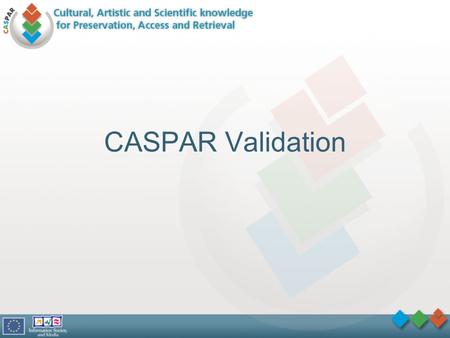 CASPAR Validation. Metrics CASPAR Approach Representation Information (RepInfo) RepInfo Networks and their maintenance.