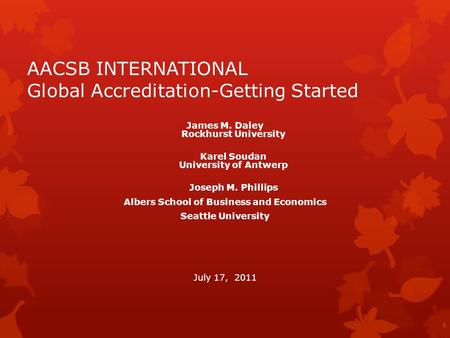AACSB INTERNATIONAL Global Accreditation-Getting Started