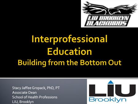 Interprofessional Education Building from the Bottom Out