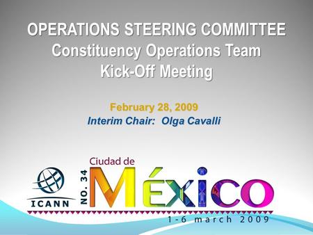 OPERATIONS STEERING COMMITTEE Constituency Operations Team Kick-Off Meeting February 28, 2009 Interim Chair: Olga Cavalli.
