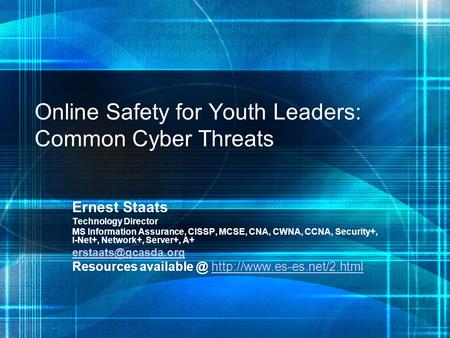 Online Safety for Youth Leaders: Common Cyber Threats