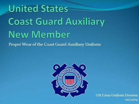 United States Coast Guard Auxiliary New Member