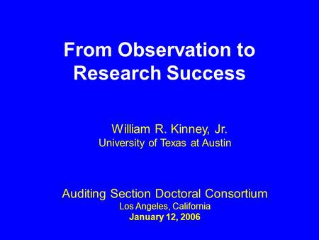 From Observation to Research Success