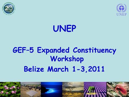 UNEP GEF–5 Expanded Constituency Workshop Belize March 1-3,2011.
