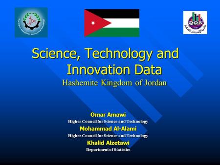 Science, Technology and Innovation Data Hashemite Kingdom of Jordan