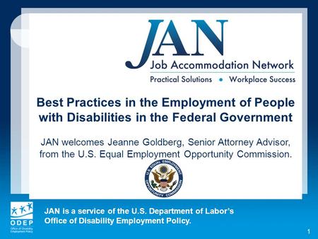 JAN is a service of the U.S. Department of Labors Office of Disability Employment Policy. Best Practices in the Employment of People with Disabilities.