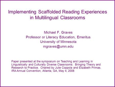 Implementing Scaffolded Reading Experiences in Multilingual Classrooms