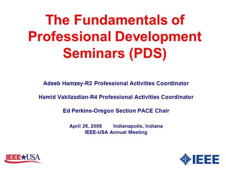The Fundamentals of Professional Development Seminars (PDS)