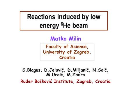 Reactions induced by low energy 6He beam
