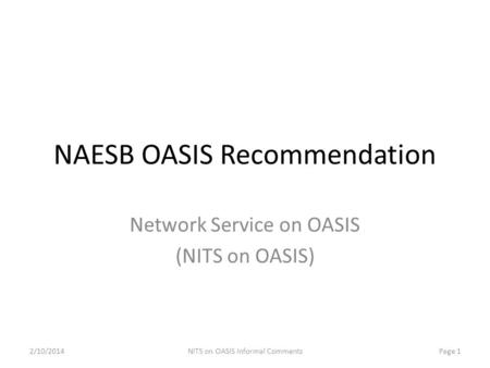 NAESB OASIS Recommendation
