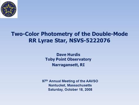 Two-Color Photometry of the Double-Mode RR Lyrae Star, NSVS