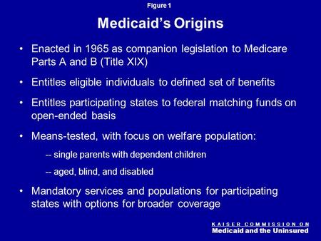 K A I S E R C O M M I S S I O N O N Medicaid and the Uninsured Figure 0 Medicaid: The Essentials Diane Rowland, Sc.D. Executive Vice President, Henry J.