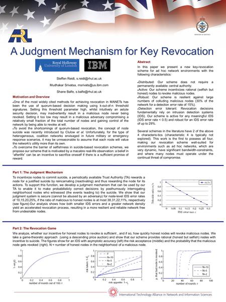 A Judgment Mechanism for Key Revocation Abstract In this paper we present a new key-revocation scheme for ad hoc network environments with the following.