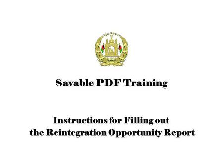 Instructions for Filling out the Reintegration Opportunity Report Savable PDF Training.