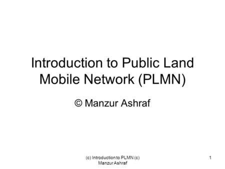 Introduction to Public Land Mobile Network (PLMN)