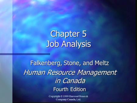 Chapter 5 Job Analysis Human Resource Management in Canada