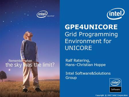 GPE4UNICORE Grid Programming Environment for UNICORE