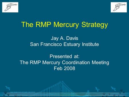 The RMP Mercury Strategy Jay A. Davis San Francisco Estuary Institute Presented at: The RMP Mercury Coordination Meeting Feb 2008.