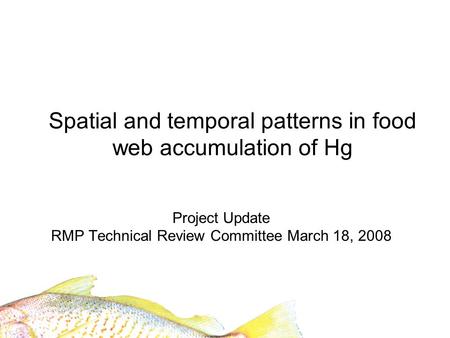 Spatial and temporal patterns in food web accumulation of Hg Project Update RMP Technical Review Committee March 18, 2008.