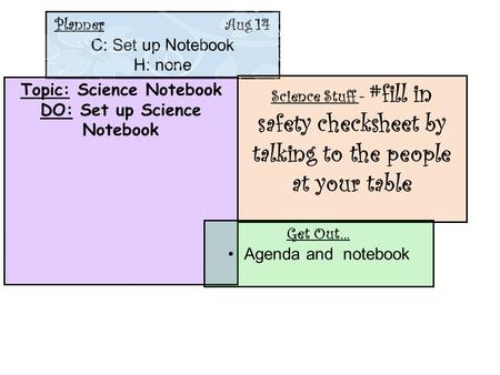Topic: Science Notebook