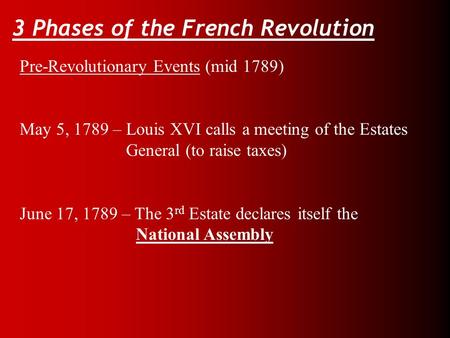 3 Phases of the French Revolution