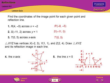 Find the coordinates of the image point for each given point and