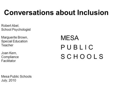 Conversations about Inclusion