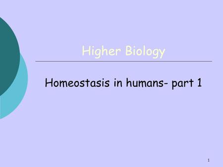 Homeostasis in humans- part 1