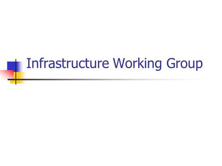 Infrastructure Working Group. Infrastructure vs. Services SecurityAuthentication Service Infrastructure.