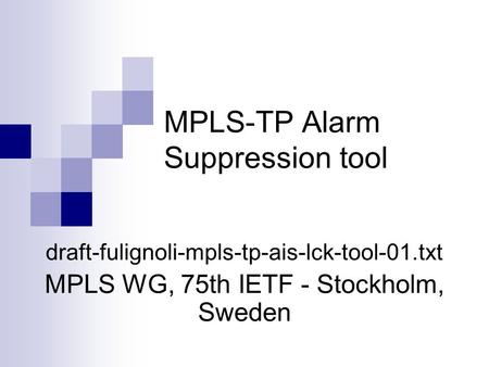 MPLS-TP Alarm Suppression tool