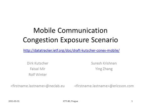 Mobile Communication Congestion Exposure Scenario