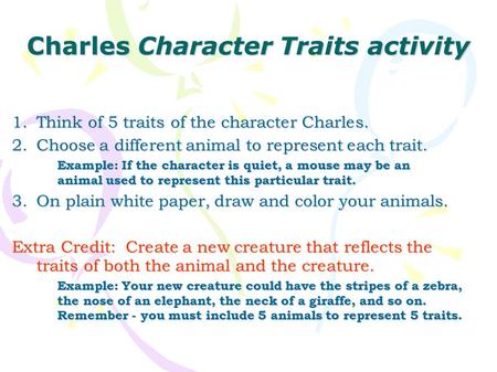 Charles Character Traits activity
