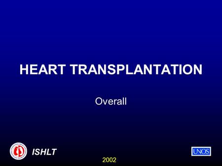 2002 ISHLT HEART TRANSPLANTATION Overall. 2002 ISHLT NUMBER OF HEART TRANSPLANTS REPORTED BY YEAR * Numbers may be low due to delayed reporting. Number.