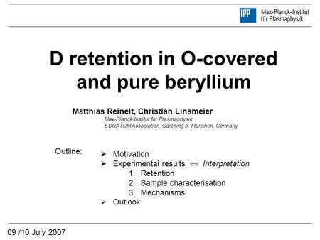 D retention in O-covered and pure beryllium