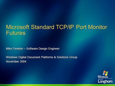 Microsoft Standard TCP/IP Port Monitor Futures
