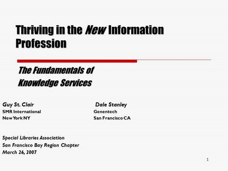 Thriving in the New Information Profession