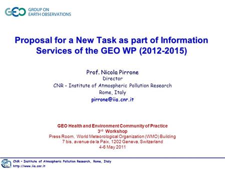 GEO Health and Environment Community of Practice