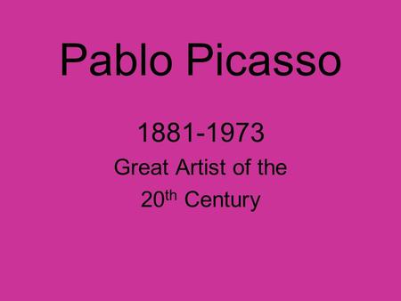 Great Artist of the 20th Century