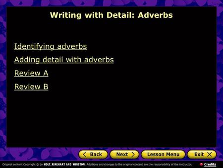 Writing with Detail: Adverbs