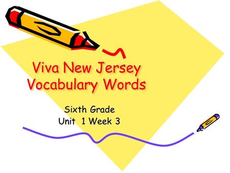 Viva New Jersey Vocabulary Words