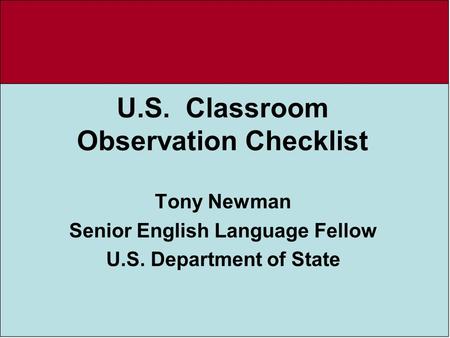 U.S. Classroom Observation Checklist