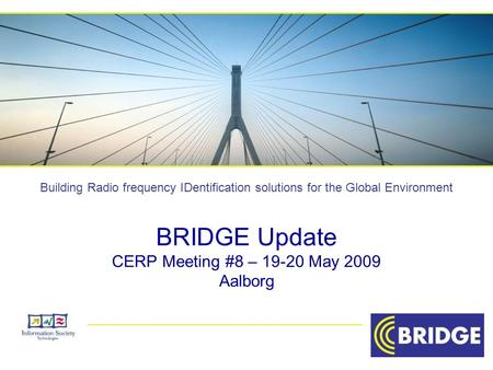 Building Radio frequency IDentification solutions for the Global Environment BRIDGE Update CERP Meeting #8 – 19-20 May 2009 Aalborg.